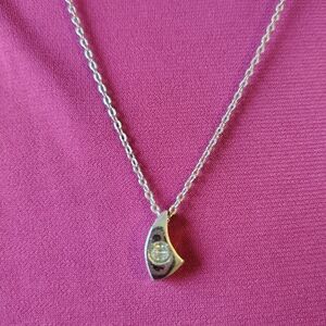 Teardrop Pendant With Silver-tone necklace